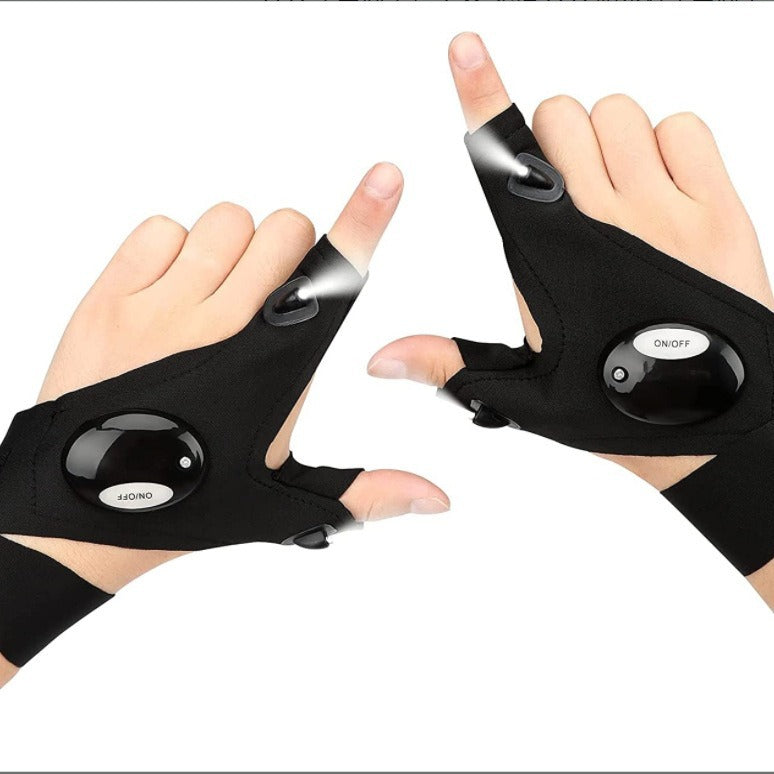 LED Flashlight Gloves for Camping and Night Running