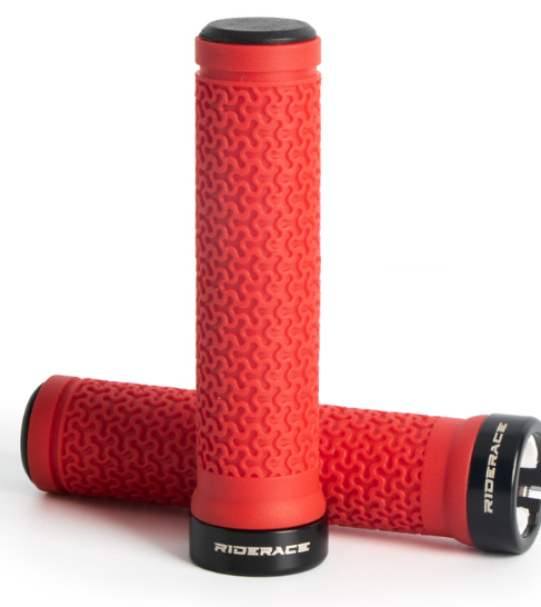 RIDERACE Rubber Lock-On Mountain Bike Grips (One Set)