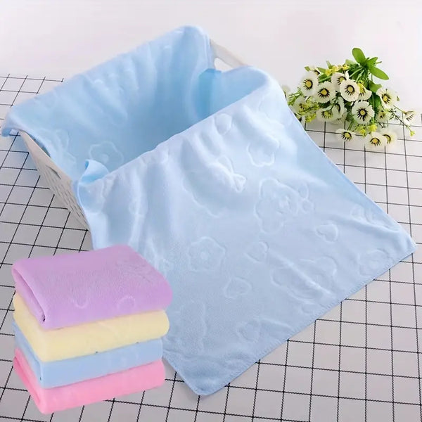 2pcs Microfiber Bathroom Towels with Bear Flowers