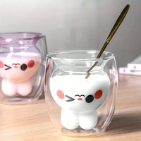 Easter Bunny Double-Layer Insulated Glass Cup