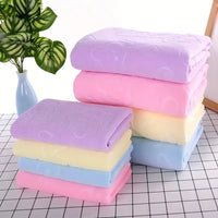 2pcs Microfiber Bathroom Towels with Bear Flowers