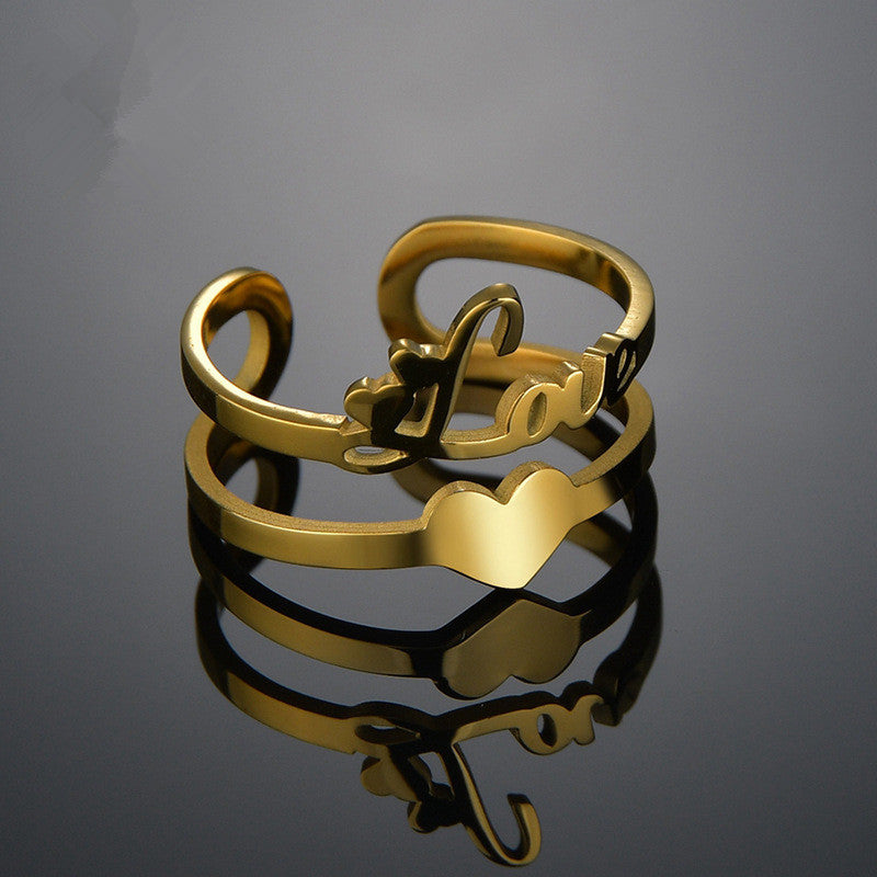 Custom Stainless Steel Open Ring with Initials