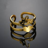 Custom Stainless Steel Open Ring with Initials