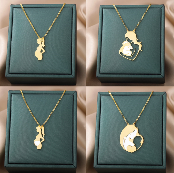 Mother's Day Stainless Steel Necklace with 18K Gold Plating