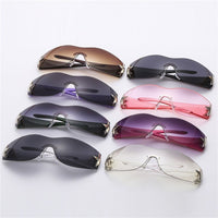 Trendy One-Piece Frameless Curved Sunglasses