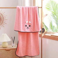 Cartoon Cute Pattern Coral Fleece Bath Towel 27.5x55 In