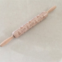 Wooden Christmas Engraved Rolling Pin for Cookies