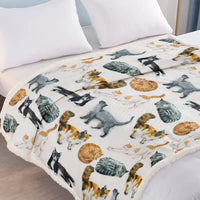 Cat Pattern Sherpa Throw Blanket for Bed (1 Piece)