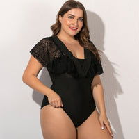 Plus Size Black One-Piece Swimsuit for Women