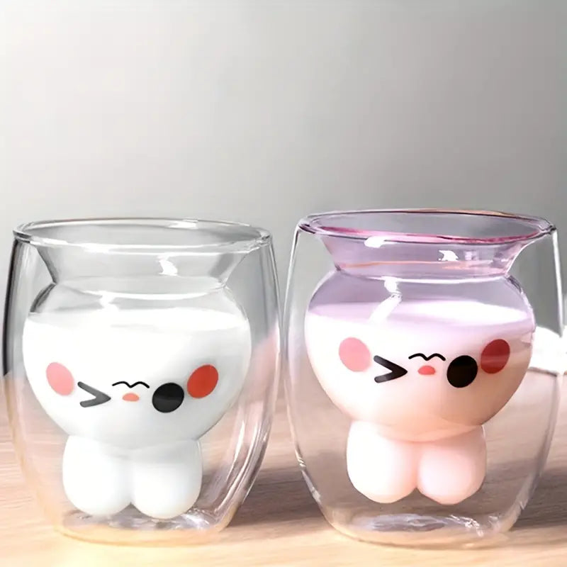 Easter Bunny Double-Layer Insulated Glass Cup