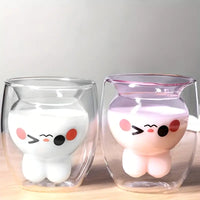 Easter Bunny Double-Layer Insulated Glass Cup