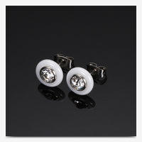 Titanium Steel Black and White Ceramic Stud Earrings