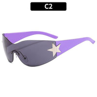 Trendy One-Piece Frameless Curved Sunglasses