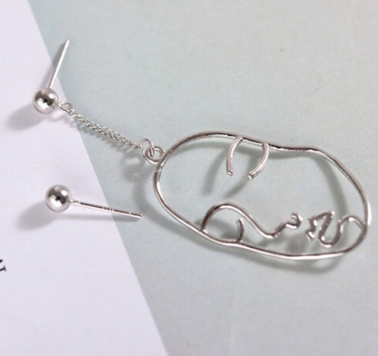 S925 Silver Earrings, Minimalist Hollow Design, Asymmetrical