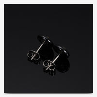 Titanium Steel Black and White Ceramic Stud Earrings
