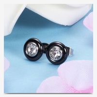 Titanium Steel Black and White Ceramic Stud Earrings