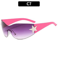 Trendy One-Piece Frameless Curved Sunglasses
