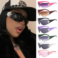 Trendy One-Piece Frameless Curved Sunglasses