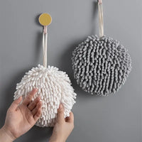 1pc White and Gray Absorbent Hanging Bathroom Towel