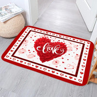 Valentine's Day Love Print Flannelette Floor Mat (1pc)