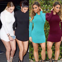Autumn Women's Solid Color Long Sleeve Dress (Plus Size)