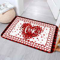 Valentine's Day Love Print Flannelette Floor Mat (1pc)