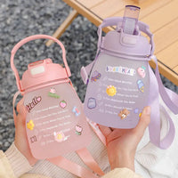 Large Capacity Frosted Plastic Sports Water Cup with Straws