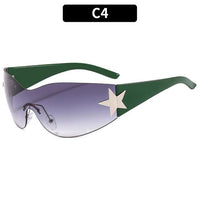 Trendy One-Piece Frameless Curved Sunglasses
