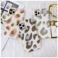 Luxury Leopard Winter Warm Plush Phone Case for iPhone
