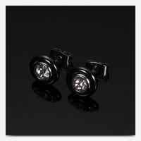 Titanium Steel Black and White Ceramic Stud Earrings