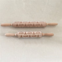 Wooden Christmas Engraved Rolling Pin for Cookies