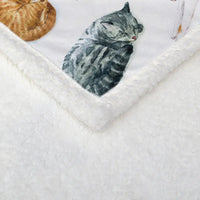 Cat Pattern Sherpa Throw Blanket for Bed (1 Piece)