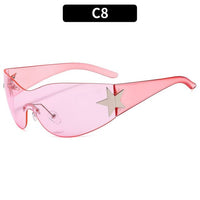 Trendy One-Piece Frameless Curved Sunglasses