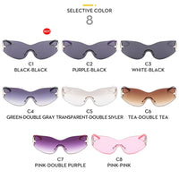 Trendy One-Piece Frameless Curved Sunglasses