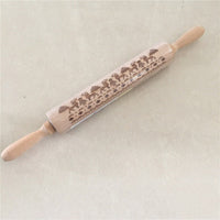 Wooden Christmas Engraved Rolling Pin for Cookies