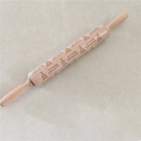 Wooden Christmas Engraved Rolling Pin for Cookies