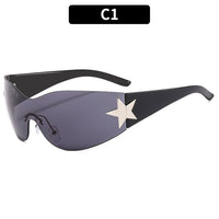 Trendy One-Piece Frameless Curved Sunglasses
