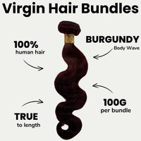 Burgundy Body Wave 100% Human Hair Bundles