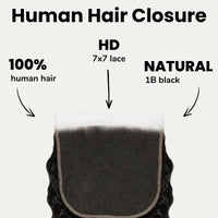 Deep Wave 7x7 HD Lace Human Hair Closure