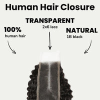 Jerry Curl 2x6 Transparent Lace Human Hair Closure