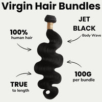 Jet Black Body Wave 100% Human Hair Bundles