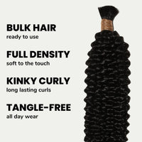 Kinky Curly Bulk 100% Human Braiding Hair