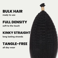 Kinky Straight Bulk 100% Human Braiding Hair
