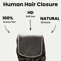 Loose Wave 6x6 HD Lace Human Hair Closure