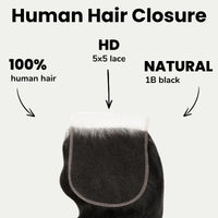 Raw Body Wave 5x5 HD Lace Human Hair Closure
