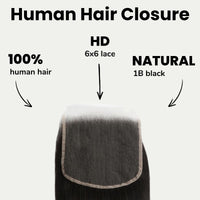 Straight 6x6 HD Lace Human Hair Closure
