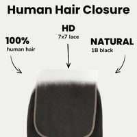 Straight 7x7 HD Lace Human Hair Closure