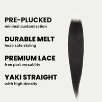 Yaki Straight 2x6 Transparent Lace Human Hair Closure