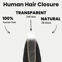 Yaki Straight 2x6 Transparent Lace Human Hair Closure
