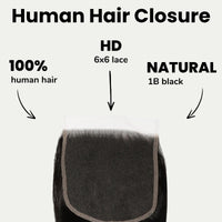 Yaki Straight 6x6 HD Lace Human Hair Closure